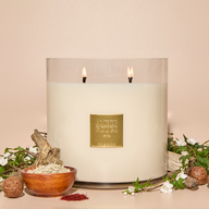 Big Ass Luxuries Amber Rouge Luxe Collection candle, premium coconut soy wax with organic clean ingredients, blending crimson saffron, wild jasmine, amberwood, oakmoss, ambergris, and redwood.