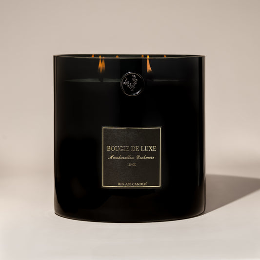 Marshmallow Cashmere Lit Candle Black Vase Big Ass Candle